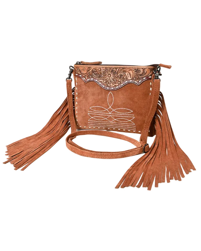 American Darling Western Genuine Suede Leather Cross Body Bag