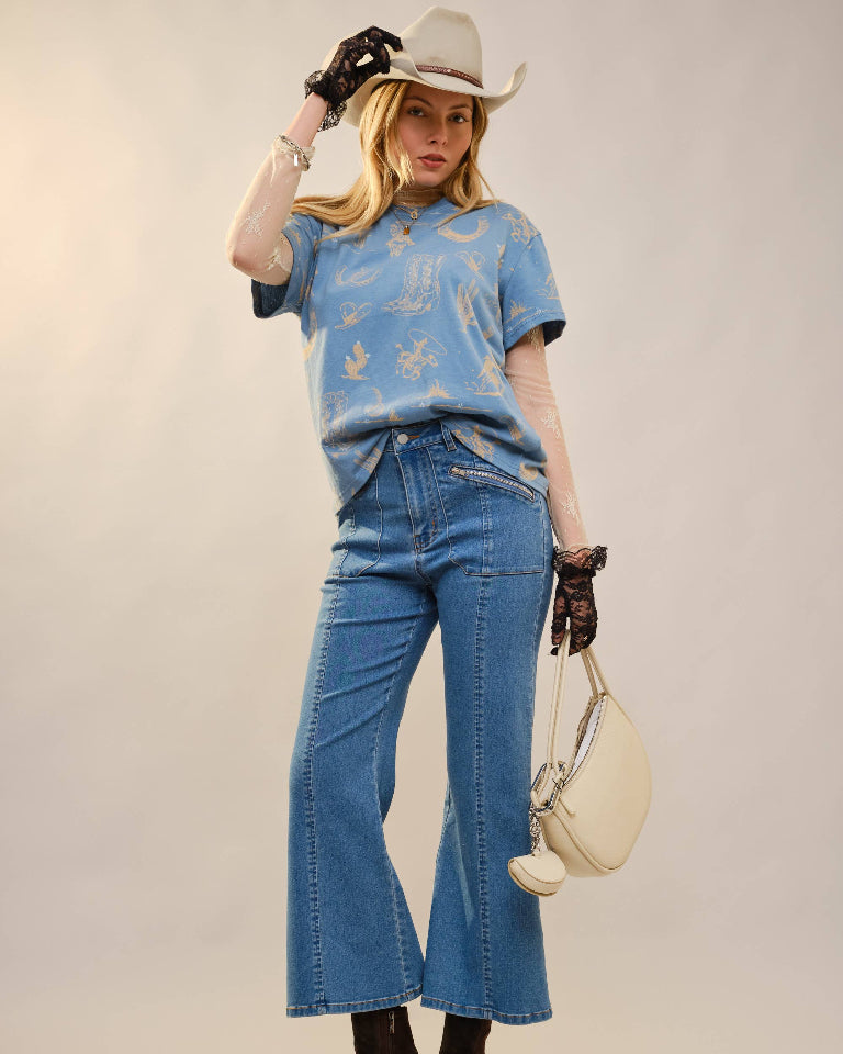 Round Neck Western Graphic Tee