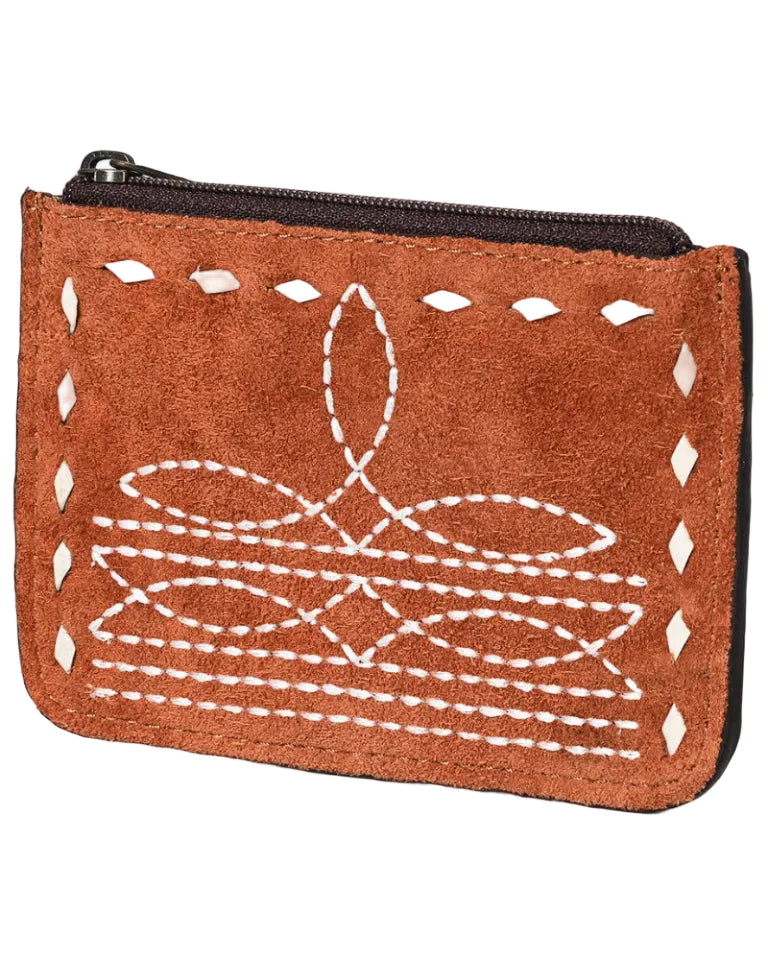 American Darling Western Genuine Suede Leather Card /Coin Holder