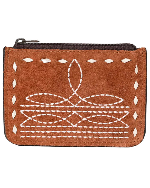 American Darling Western Genuine Suede Leather Card /Coin Holder
