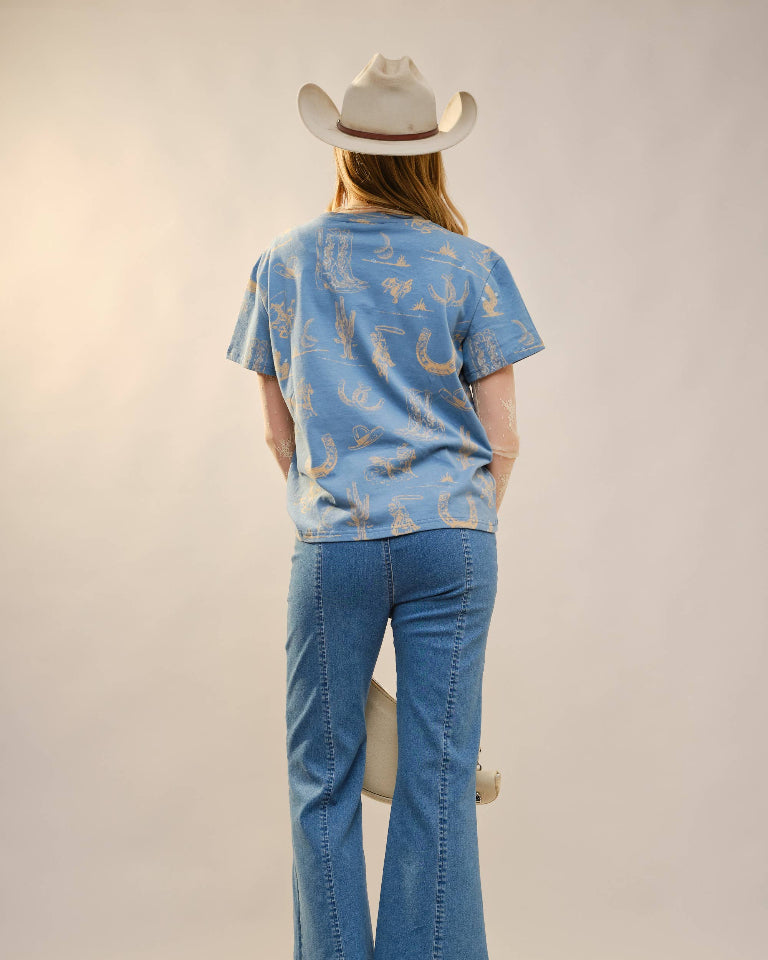 Round Neck Western Graphic Tee