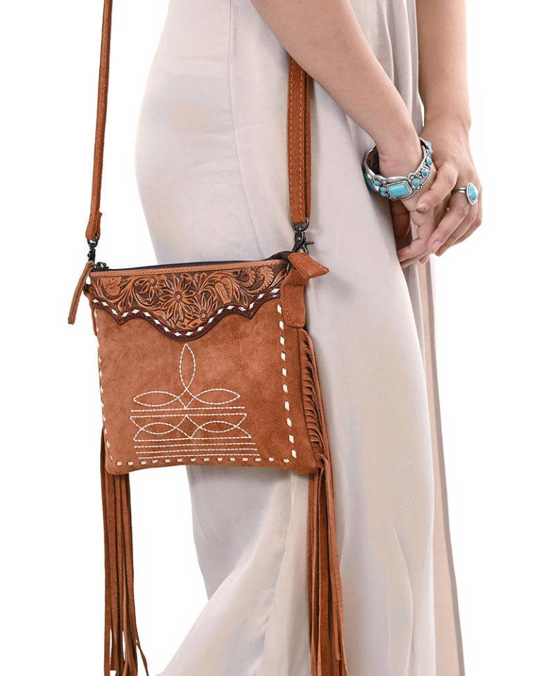 American Darling Western Genuine Suede Leather Cross Body Bag