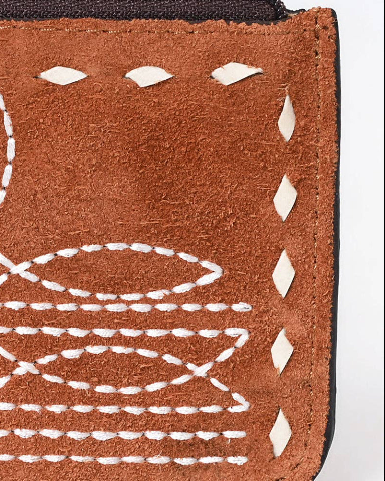 American Darling Western Genuine Suede Leather Card /Coin Holder