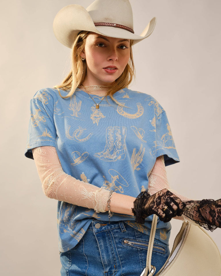 Round Neck Western Graphic Tee