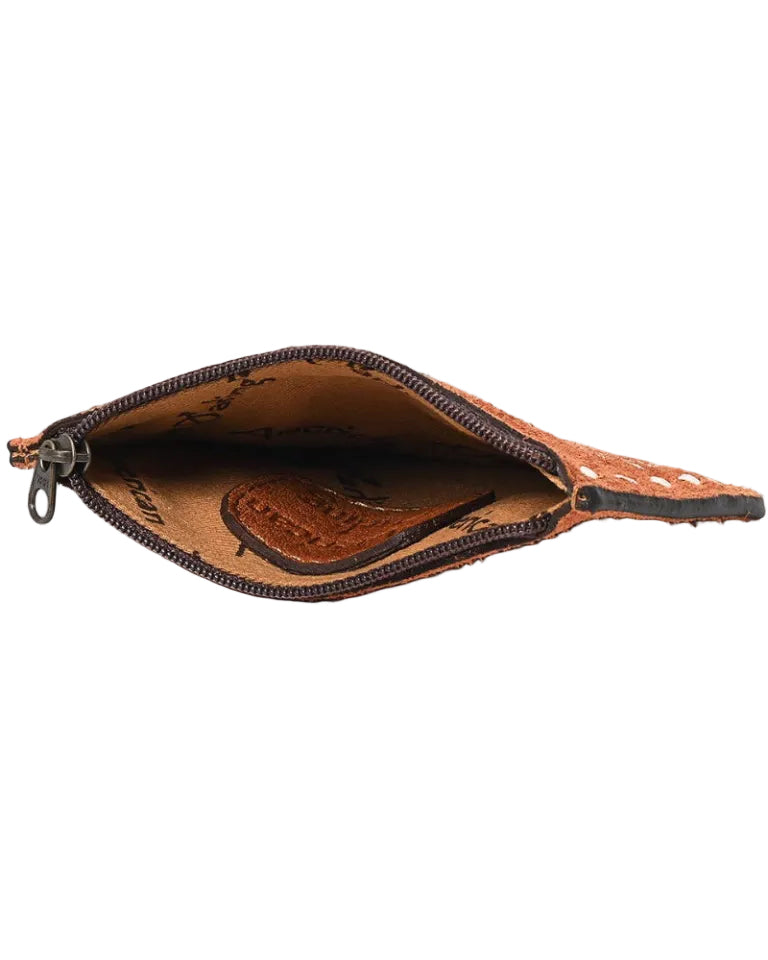 American Darling Western Genuine Suede Leather Card /Coin Holder